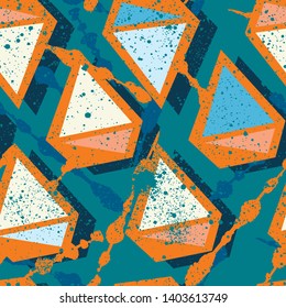 Abstract seamless geometric pattern. Grunge textured wallpaper. Geometrical repeated backdrop for boy, sport textile, clothes, wrapping paper.