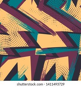 Abstract seamless geometric pattern. Grunge urban repeated backdrop for textile, wrapping paper.