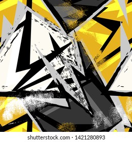 Abstract seamless geometric pattern. Grunge textured wallpaper. Geometrical repeated backdrop for boy, sport textile, clothes, wrapping paper.