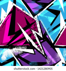 Abstract seamless geometric pattern. Grunge textured wallpaper. Geometrical repeated backdrop for boy, sport textile, clothes, wrapping paper.