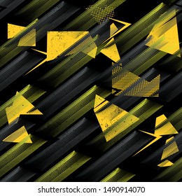 Abstract seamless geometric pattern. Grunge textured wallpaper. Geometrical repeated backdrop for boy, sport textile, clothes, wrapping paper.

