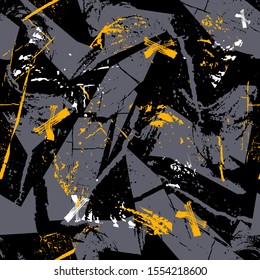 Abstract seamless geometric pattern. Grunge textured repeated print.