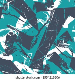 Abstract seamless geometric pattern. Grunge textured repeated print.