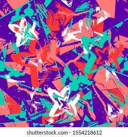 Abstract seamless geometric pattern. Grunge textured repeated print.