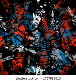 Abstract seamless geometric pattern. Grunge textured background Geometrical repeated backdrop for boy, sport textile. modern pattern for boys and girls, textile and fabric. Urban dark wallpaper.