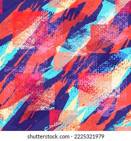 Resumen de un patrón geométrico sin fisuras. Fondo grueso texturado con forma a cuadros. Papel de cubierta geométrica para material deportivo, ropa de moda, papel de envoltura. Ornamento de repetición de Grunge Squares