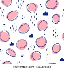 Abstract seamless geometric pattern with hand drawn elements. Vector illustration. Good for textile design. 