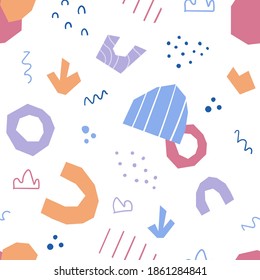 Abstract seamless geometric pattern with hand drawn elements. Vector illustration. Good for textile design. 