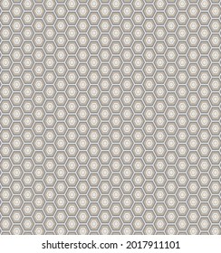 Abstract seamless geometric pattern of hexagons. Fashion geometrical pattern. For fashion textile, cloth, backgrounds. Grey and beige geometric texture.