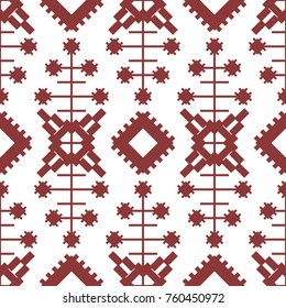 Abstract seamless geometric pattern of intersecting lines and polygonal shapes in wine and white colors