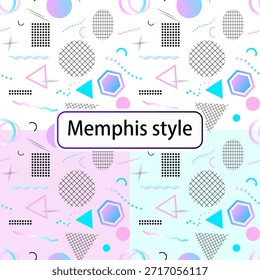 Abstractas patrón geométrico sin fisuras en el estilo de Memphis con varias Formas minimalistas y Elementos isométricos. EPS10