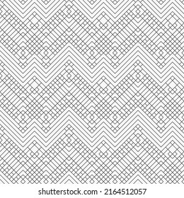 Abstraktes, nahtloses geometrisches Muster. Moderne Textur mit Rhombus, Linien, Zickzack. Gittergrafisches Design. Vektorgrafik.