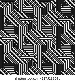 Abstract seamless geometric pattern. Modern texture with stripes, lines, zig zag. Lattice graphic design. Vector illustration.