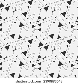 Abstract seamless geometric pattern. Modern texture with triangles, lines. Lattice graphic design. Vector.