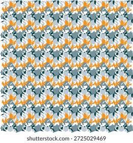 Abstract Seamless Geometric Pattern with Modern Floral Shapes.