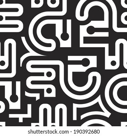 Abstract seamless geometric pattern with monochrome elements. Black and white vector background