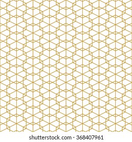 Abstract seamless geometric pattern. Monochrome white wallpaper.Geometry gold grid texture.Vintage style texture.Vector illustration
