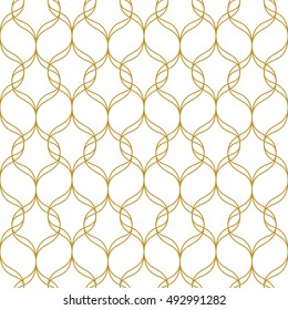 Abstract seamless geometric pattern. Monochrome white wallpaper.Geometry gold grid texture.Vintage style texture.Vector illustration