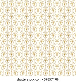 Abstract seamless geometric pattern. Monochrome white wallpaper.Geometry gold grid texture.Vintage style texture.Vector illustration
