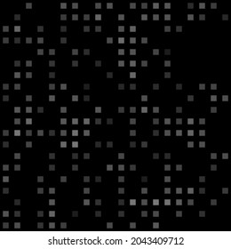 Abstract seamless geometric pattern. Mosaic background of white squares. Evenly spaced  shapes of different color. Vector illustration on black background