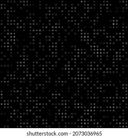 Abstract seamless geometric pattern. Mosaic background of white circles. Evenly spaced small shapes of different color. Vector illustration on black background