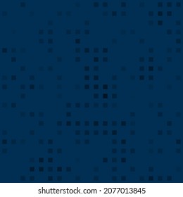 Resumen de un patrón geométrico sin fisuras. Fondo mosaico de cuadrados negros. Formas de diferente color a cada punto. Ilustración del vector sobre fondo azul oscuro