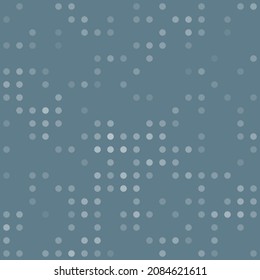 Abstract seamless geometric pattern. Mosaic background of white circles. Evenly spaced  shapes of different color. Vector illustration on blue gray background