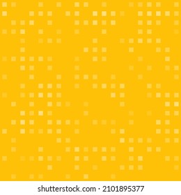 Abstract seamless geometric pattern. Mosaic background of white squares. Evenly spaced  shapes of different color. Vector illustration on amber background