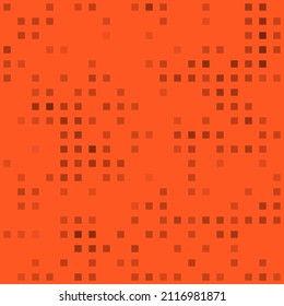 Abstract seamless geometric pattern. Mosaic background of black squares. Evenly spaced  shapes of different color. Vector illustration on deep orange background