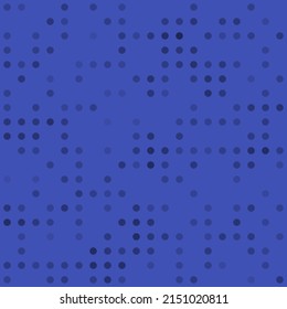 Abstract seamless geometric pattern. Mosaic background of black circles. Evenly spaced  shapes of different color. Vector illustration on indigo background