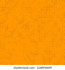 Abstract seamless geometric pattern. Mosaic background of black triangles. Evenly spaced small shapes of different color. Vector illustration on orange background