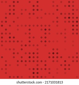 Abstract seamless geometric pattern. Mosaic background of black circles. Evenly spaced  shapes of different color. Vector illustration on red background