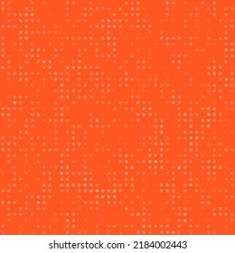 Abstract seamless geometric pattern. Mosaic background of white circles. Evenly spaced small shapes of different color. Vector illustration on deep orange background