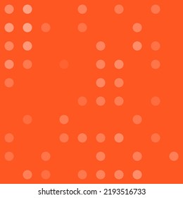 Abstract seamless geometric pattern. Mosaic background of white circles. Evenly spaced big shapes of different color. Vector illustration on deep orange background