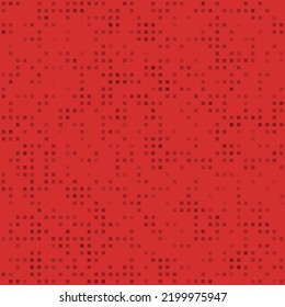Resumen de un patrón geométrico sin fisuras. Fondo mosaico de cuadrados negros. Pequeñas formas de diferente color, incluso separadas. Ilustración del vector sobre fondo rojo