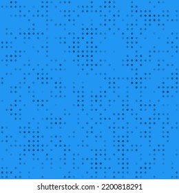 Abstract seamless geometric pattern. Mosaic background of black circles. Evenly spaced small shapes of different color. Vector illustration on blue background