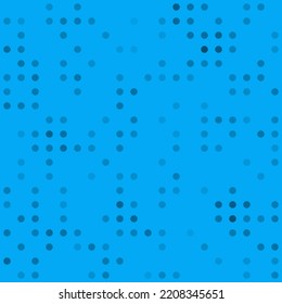 Abstract seamless geometric pattern. Mosaic background of black circles. Evenly spaced  shapes of different color. Vector illustration on light blue background