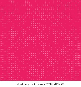 Abstract seamless geometric pattern. Mosaic background of white circles. Evenly spaced small shapes of different color. Vector illustration on pink background