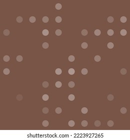Abstract seamless geometric pattern. Mosaic background of white circles. Evenly spaced big shapes of different color. Vector illustration on brown background