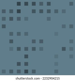 Abstract seamless geometric pattern. Mosaic background of black squares. Evenly spaced big shapes of different color. Vector illustration on blue gray background