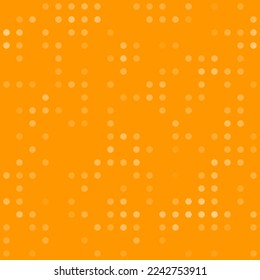 Abstract seamless geometric pattern. Mosaic background of white circles. Evenly spaced  shapes of different color. Vector illustration on orange background