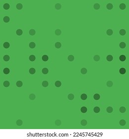 Abstract seamless geometric pattern. Mosaic background of black circles. Evenly spaced big shapes of different color. Vector illustration on green background