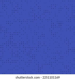 Abstract seamless geometric pattern. Mosaic background of black triangles. Evenly spaced small shapes of different color. Vector illustration on indigo background