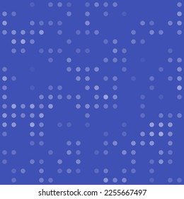 Abstract seamless geometric pattern. Mosaic background of white circles. Evenly spaced  shapes of different color. Vector illustration on indigo background