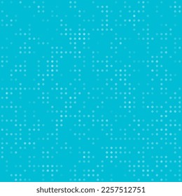 Abstract seamless geometric pattern. Mosaic background of white circles. Evenly spaced small shapes of different color. Vector illustration on cyan background