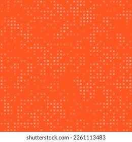 Resumen de un patrón geométrico sin fisuras. Fondo mosaico de cuadrados blancos. Pequeñas formas de diferente color, incluso separadas. Ilustración del vector sobre fondo naranja profundo