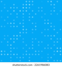 Abstract seamless geometric pattern. Mosaic background of white circles. Evenly spaced  shapes of different color. Vector illustration on light blue background