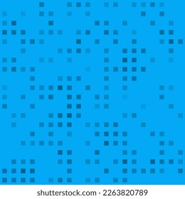 Abstract seamless geometric pattern. Mosaic background of black squares. Evenly spaced  shapes of different color. Vector illustration on light blue background