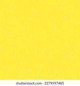 Abstract seamless geometric pattern. Mosaic background of white circles. Evenly spaced small shapes of different color. Vector illustration on yellow background