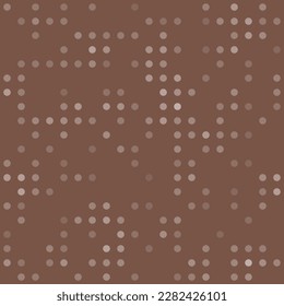 Abstract seamless geometric pattern. Mosaic background of white circles. Evenly spaced  shapes of different color. Vector illustration on brown background